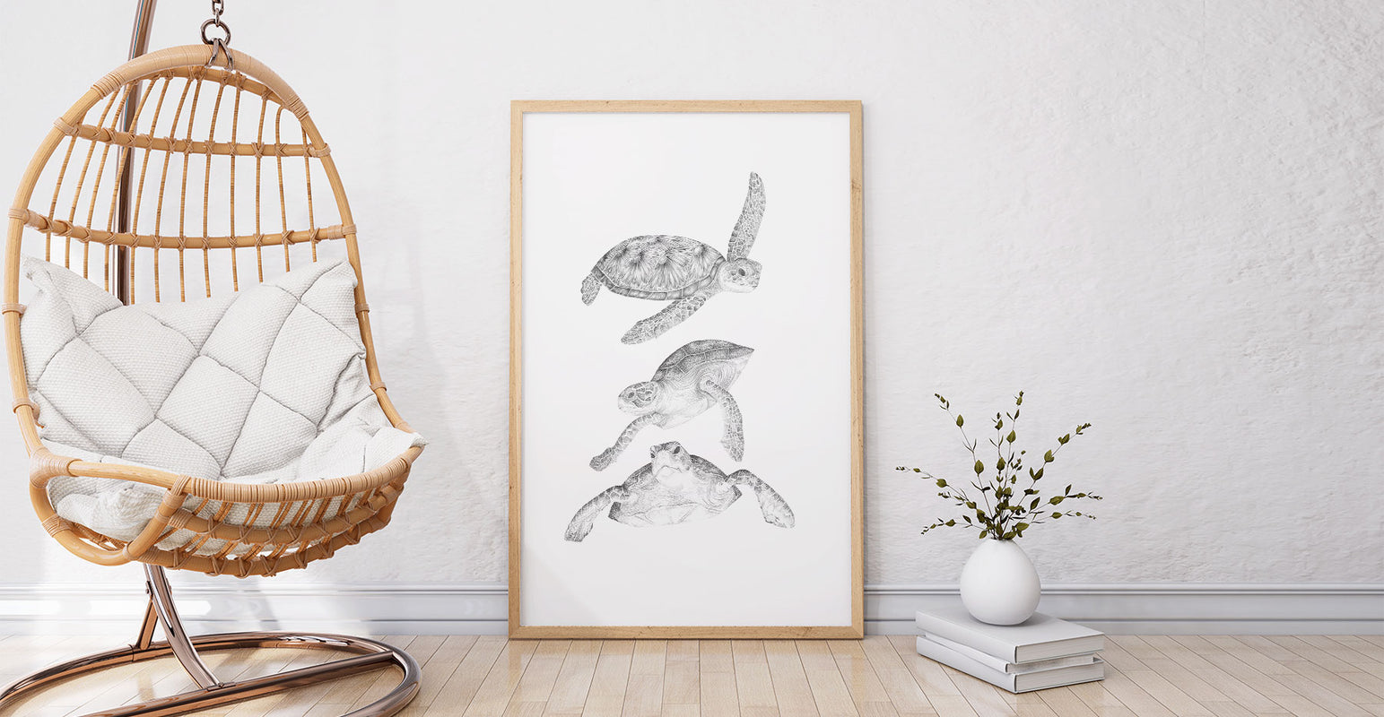 Ocean Love Art Sydney Northern Beaches artist Jo Bell Turtles artwork frame slider
