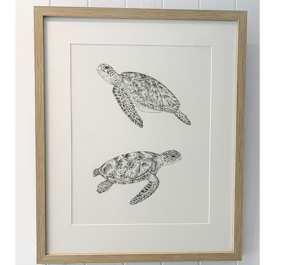 ★Original ART ‘Turtle’ Original Framed - Turtle Love 2 turtles – Ocean Love Art