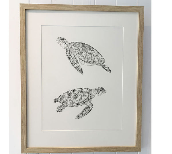 Original Framed - Turtle Love 2 turtles