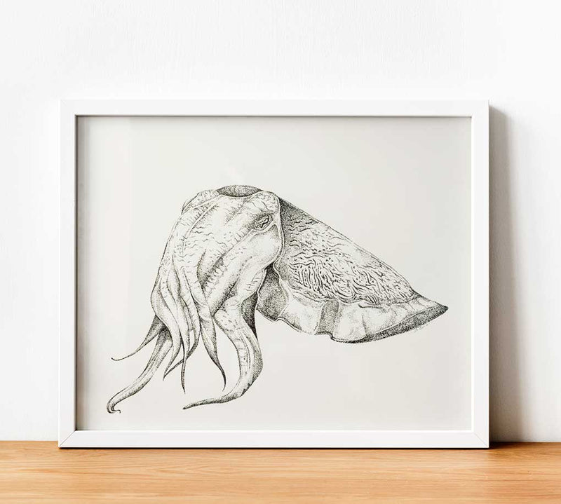 Ocean Love Art giant cuttlefish paper print of original artwork Australia