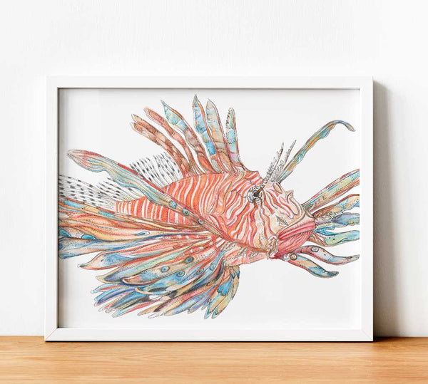 Ocean Love Art Sydney artist Jo Bell lionfish paper print