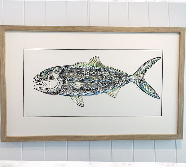 Ocean Love Art Jo Bell kingfish coloured original artwork Northern Beaches artist Sydney
