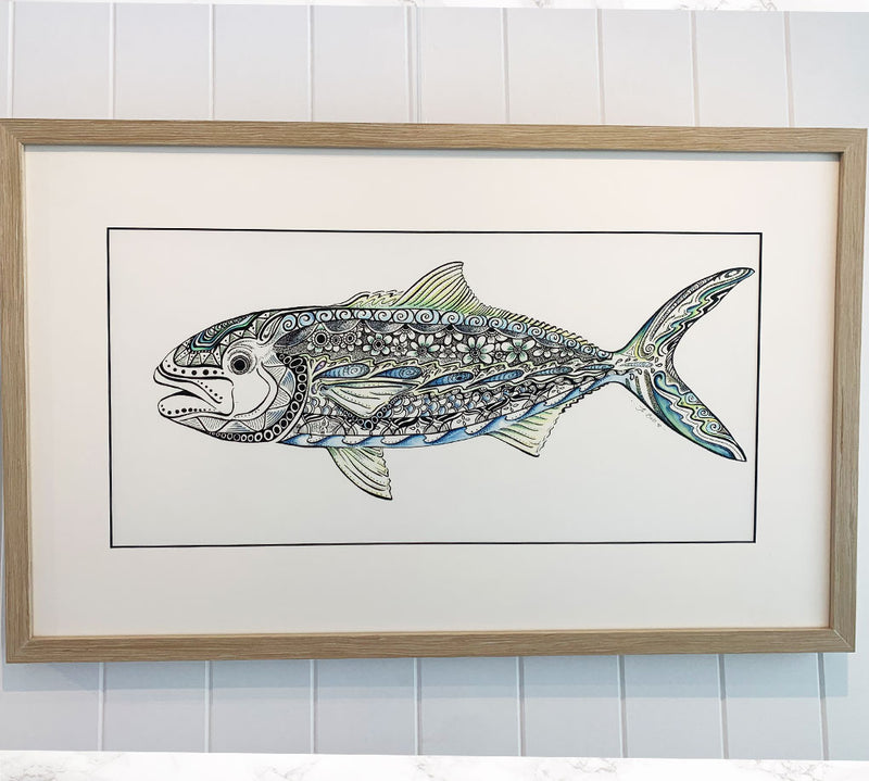 Ocean Love Art Jo Bell kingfish coloured original artwork Northern Beaches artist Sydney