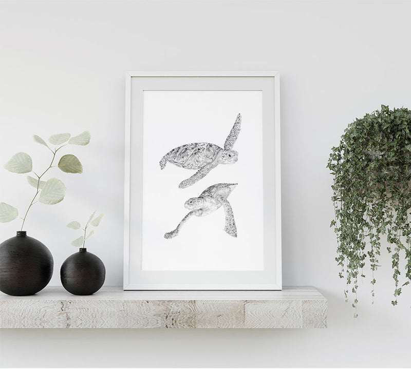 Ocean Love Art Sydney artist Jo Bell sea turtles paper print