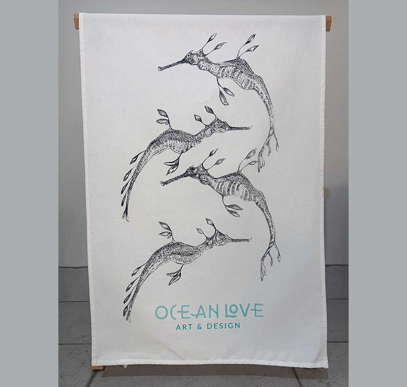 Ocean Love art Jo Bell Sydney artist weedy sea dragon tea towels
