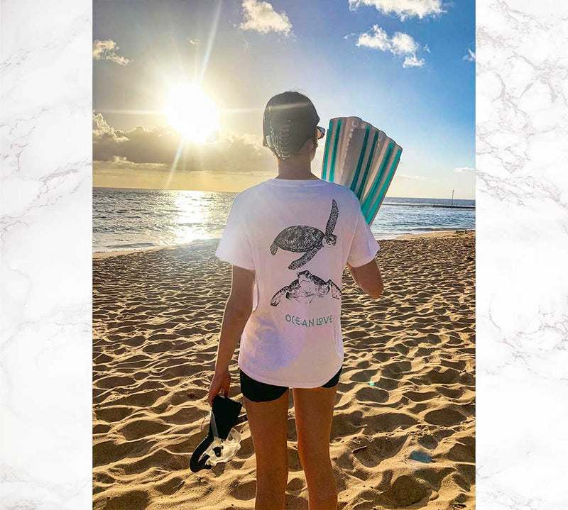 Ocean Love Womens turtle t-shirt tees tops Northern beaches artist Australia