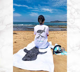 Ocean Love Art whale shark beach towel custom artwork northern Beaches Australia turtles tshirt