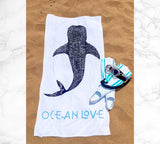 Ocean Love Art whale shark beach towel custom artwork northern Beaches Australia